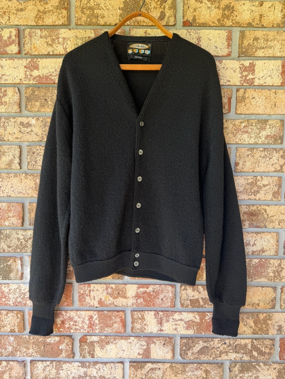 Manhattan 1960s Vintage Cardigan Men’s Size Medium Black Alpaca Knit Beautiful